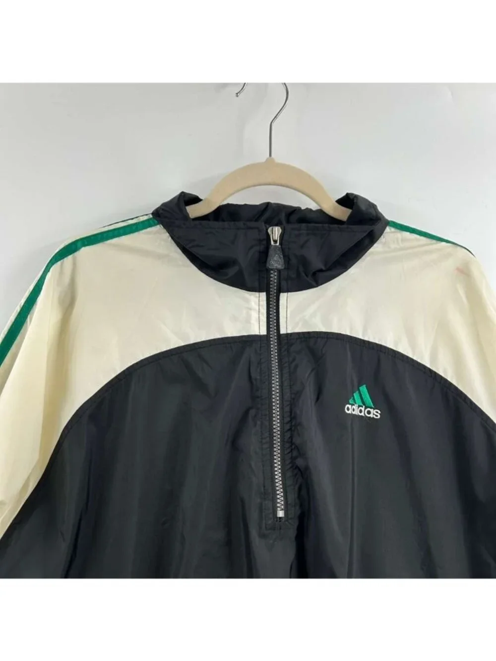 Vintage 90s Adidas Hooded Jacket Men's Size XL Multicolor Windbreaker 1/4 Zip